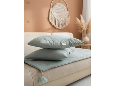 Yeşil Premium Keten Evcil Hayvan Dostu Keten Koltuk Pedi / Şilte [Kırlentli] (80X180)