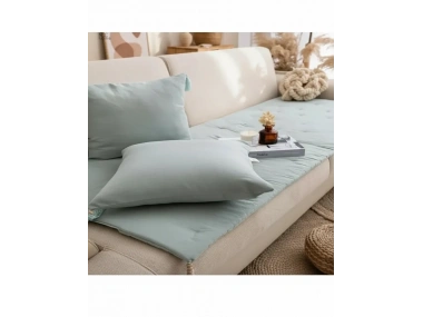 Yeşil Premium Keten Evcil Hayvan Dostu Keten Koltuk Pedi / Şilte [Kırlentli] (80X180)