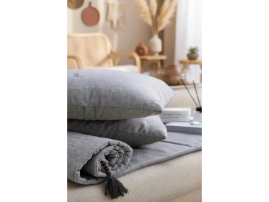 Antrasit Piremium Keten Evcil Hayvan Dostu Keten Koltuk Pedi / Şilte [Kırlentli] 70 x 300