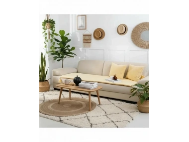 Sarı Piremium Keten Evcil Hayvan Dostu Keten Koltuk Pedi / Şilte [Kırlentli] (80X180)