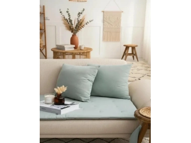 Yeşil Premium Keten Evcil Hayvan Dostu Keten Koltuk Pedi / Şilte [Kırlentli] (80X180)