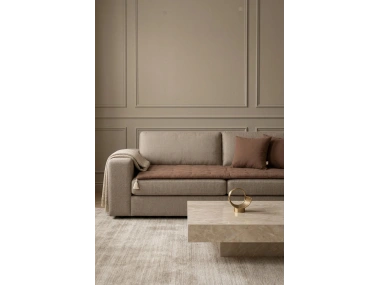 Luxury Keten Koltuk Pedi / Şiltesi [Kırlentli] - Kahverengi