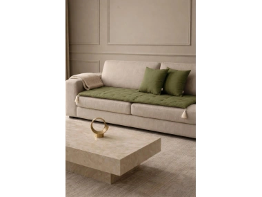 Luxury Keten Koltuk Pedi / Şiltesi [Kırlentli] - Haki