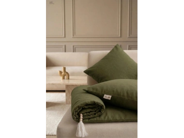 Luxury Keten Koltuk Pedi / Şiltesi [Kırlentli] - Haki