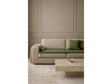 Luxury Keten Koltuk Pedi / Şiltesi [Kırlentli] - Haki