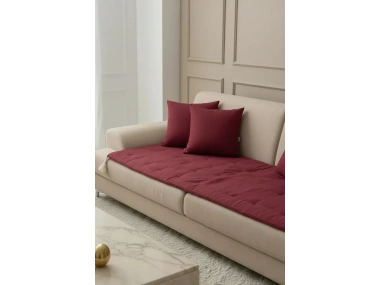 Luxury Keten Koltuk Pedi / Şiltesi [Kırlentli] - Bordo