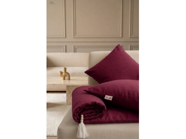 Luxury Keten Koltuk Pedi / Şiltesi [Kırlentli] - Bordo