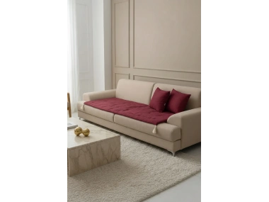 Luxury Keten Koltuk Pedi / Şiltesi [Kırlentli] - Bordo