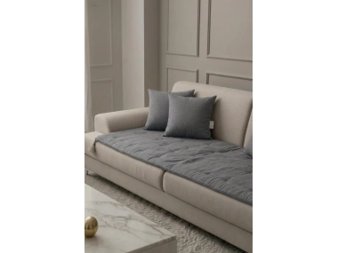 Luxury Keten Koltuk Pedi / Şiltesi [Kırlentli] - Füme