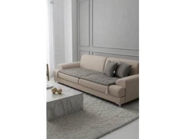 Luxury Keten Koltuk Pedi / Şiltesi [Kırlentli] - Füme