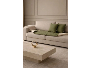 Luxury Çift Taraflı Keten Koltuk Pedi / Şiltesi [Kırlentli] - Haki-Krem