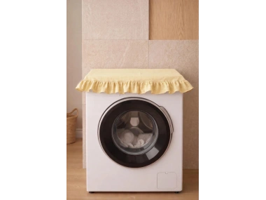 Fırfırlı Çamaşır Makinesi Örtüsü - Çeyizlik Dekoratif Banyo Makine Kılıfı- Sarı