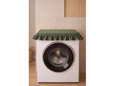Fırfırlı Çamaşır Makinesi Örtüsü - Çeyizlik Dekoratif Banyo Makine Kılıfı- Haki
