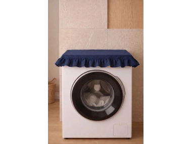 Fırfırlı Çamaşır Makinesi Örtüsü - Çeyizlik Dekoratif Banyo Makine Kılıfı- Lacivert