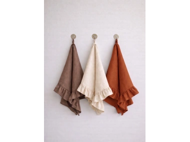 Çok Amaçlı Fırfırlı Mutfak Havlusu & Kurulama Bezi-Kahverengi-Krem-Tarçın