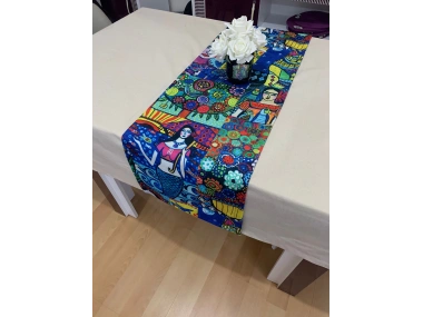 Frida Kahlo Desenli Runner, Yüksek Kaliteli Dijital Baskılı Runner, Dayanıklı, Modern Tasarım 40x110 cm