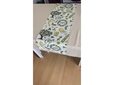 Zeytin Bahçesi, Duck Kumaş Runner, Su ve Leke İtici | Dayanıklı, Modern Tasarım 40x145 cm