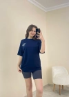Baskılı Oversize Tişört Lacivert