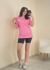 Baskılı Oversize Tişört Pembe