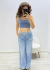 Buz Mavisi Günlük Denim Pantolon
