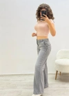 Geniş Paça Gri Jean Pantolon