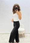 Geniş Paça Siyah Jean Pantolon