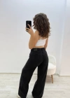 Geniş Paça Siyah Jean Pantolon