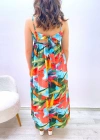 Renkli Desenli Uzun Elbise