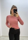 Soft Rib Basic Uzun Kollu Pembe Bluz