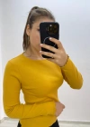 Soft Rib Basic Uzun Kollu Sarı Bluz