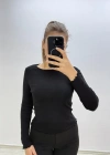 Soft Rib Basic Uzun Kollu Siyah Bluz