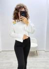 Sunrise Crop Beyaz Sweatshirt