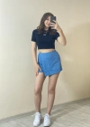 Yüksek Bel Şort Etek – Mavi