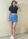 Yüksek Bel Şort Etek – Mavi