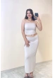 Bandeau Bustier & Maxi Etek Takım Beyaz