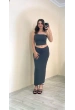 Bandeau Bustier & Maxi Etek Takım Gri