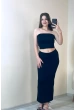 Bandeau Bustier & Maxi Etek Takım Siyah