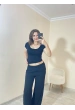 Basic Fit Polyemit Crop Tee Siyah