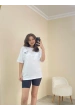 Baskılı Oversize Tişört Beyaz