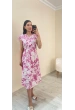 Bürümcük Omuz Büzgülü Beli Lastikli Elbise Pembe