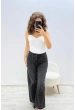 Geniş Paça Siyah Jean Pantolon