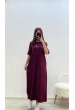Kuş Baskılı Elbise Bordo