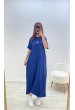 Kuş Baskılı Elbise Lacivert