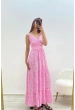 Askılı Belmando Desenli İp Askılı Elbise Pembe