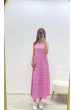Askılı Çiçek Desenli Yazlık Elbise Pembe