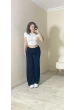 Yüksek Bel Beli Lastikli Bol Paça Pantolon – Siyah