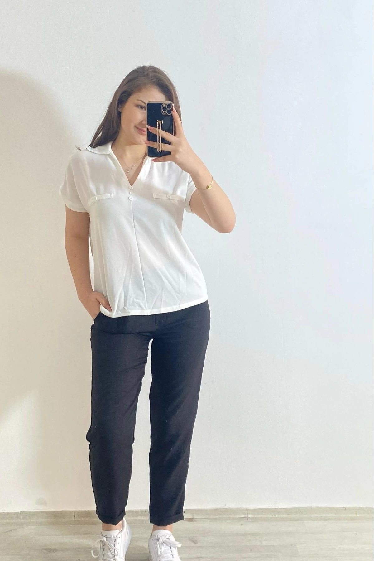 Ayrobin Kumaş Gömlek Beyaz