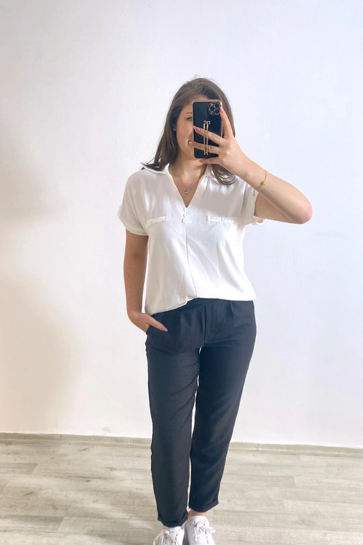 Ayrobin Kumaş Gömlek Beyaz