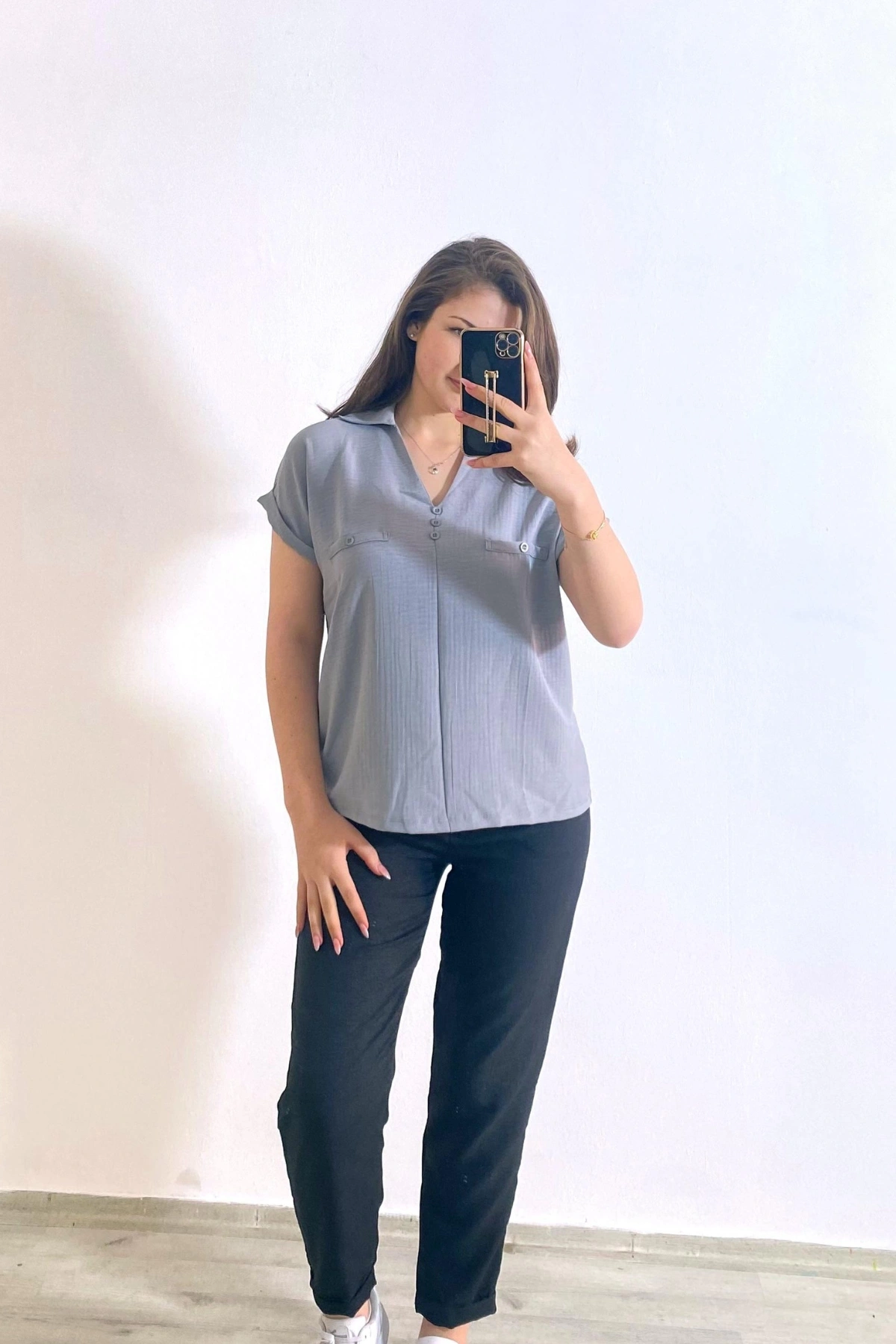 Ayrobin Kumaş Gömlek Gri