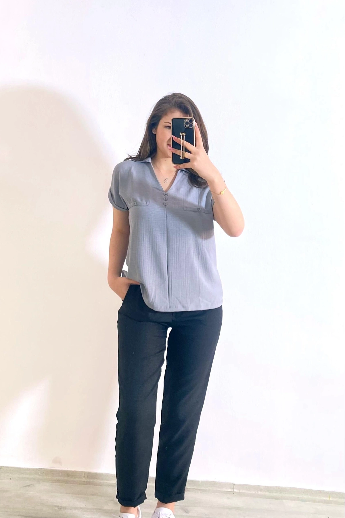 Ayrobin Kumaş Gömlek Gri